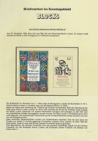 Titelseite Zerbster -Crannachbibel, DDR Block 73, Martin Luther, Blockausgabe, Monogramm, DML, Bilbel, Briefmarke, Luther Briefmarke