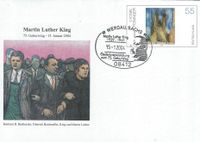 15.01.2004 75. Geburtstag Martin Luther King Ganzsache mit Sonderstempel Werdau, Sachs