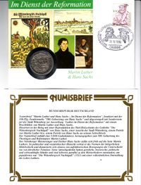 1996 BRD Numinsbrief &quot;500 Jahre Hans Sachs&quot; Michel-Katalog-Nummer: 1763