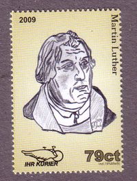 Sangerh&auml;user Kurier, Martin Luther, Luther Briefmarken, Briefmarken, Eisleben, Eisenach, Privatpost, BRD