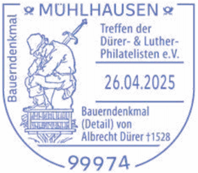 26.04.2025 Sonderstempel Mühlhausen - Bauerndenkmal - 500 Jahre Bauernkrieg - Stempelnummer 08-039