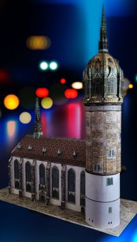 Schreiber-Bogen Karton Model 1: 200, Schlo&szlig;kirche Wittenberg, Modelbau, Martin Luther