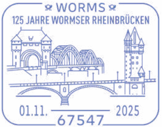 125 Jahre Wormser Rheinbr&uuml;cken, Sonderstempel Worms Rheinbr&uuml;cken,