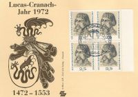 Caranach 1972, Sauer, Michel-Nr. 718, Lucas Cranach der &Auml;ltere, Luther Briefmarken; Lucas Cranach d. &Auml;. (Portrait von D&uuml;rer),